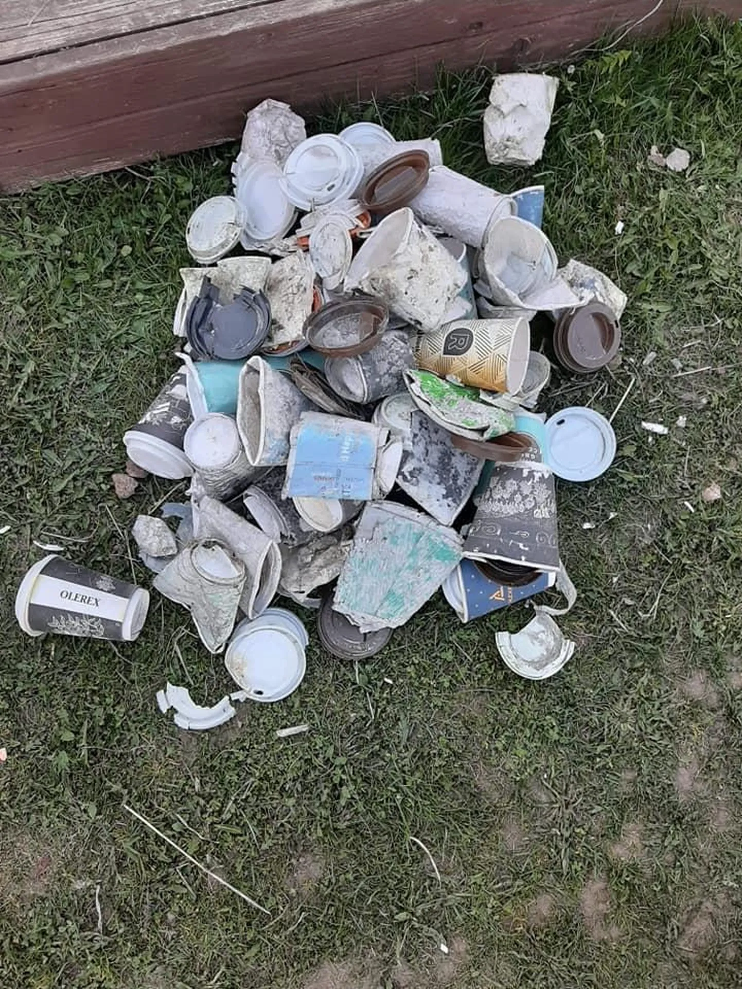 Sõidutee ääres olnud muu prügi hulgas oli 62 kohvitopsi.