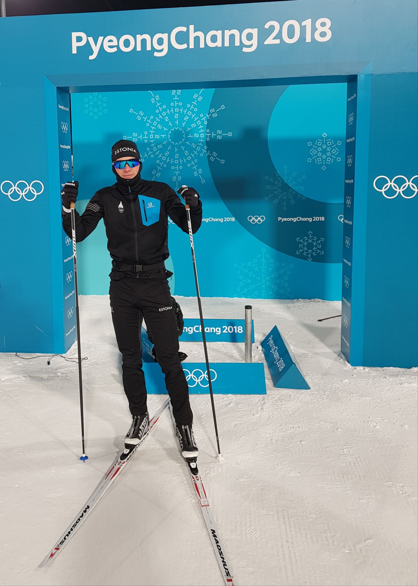 Kalev Ermits pärast esimest treeningut Pyeongchangi olümpiaareenil.