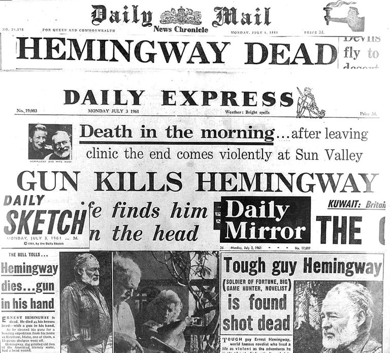 Meedia teatas 3. juulil 1961 Ernest Hemingway surmast