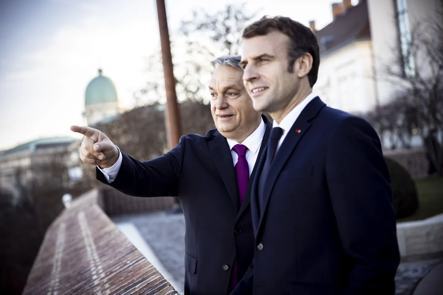 Ungari peaminister Viktor Orbán võõrustamas Budapestis Prantsuse presidenti Emmanuel Macroni.