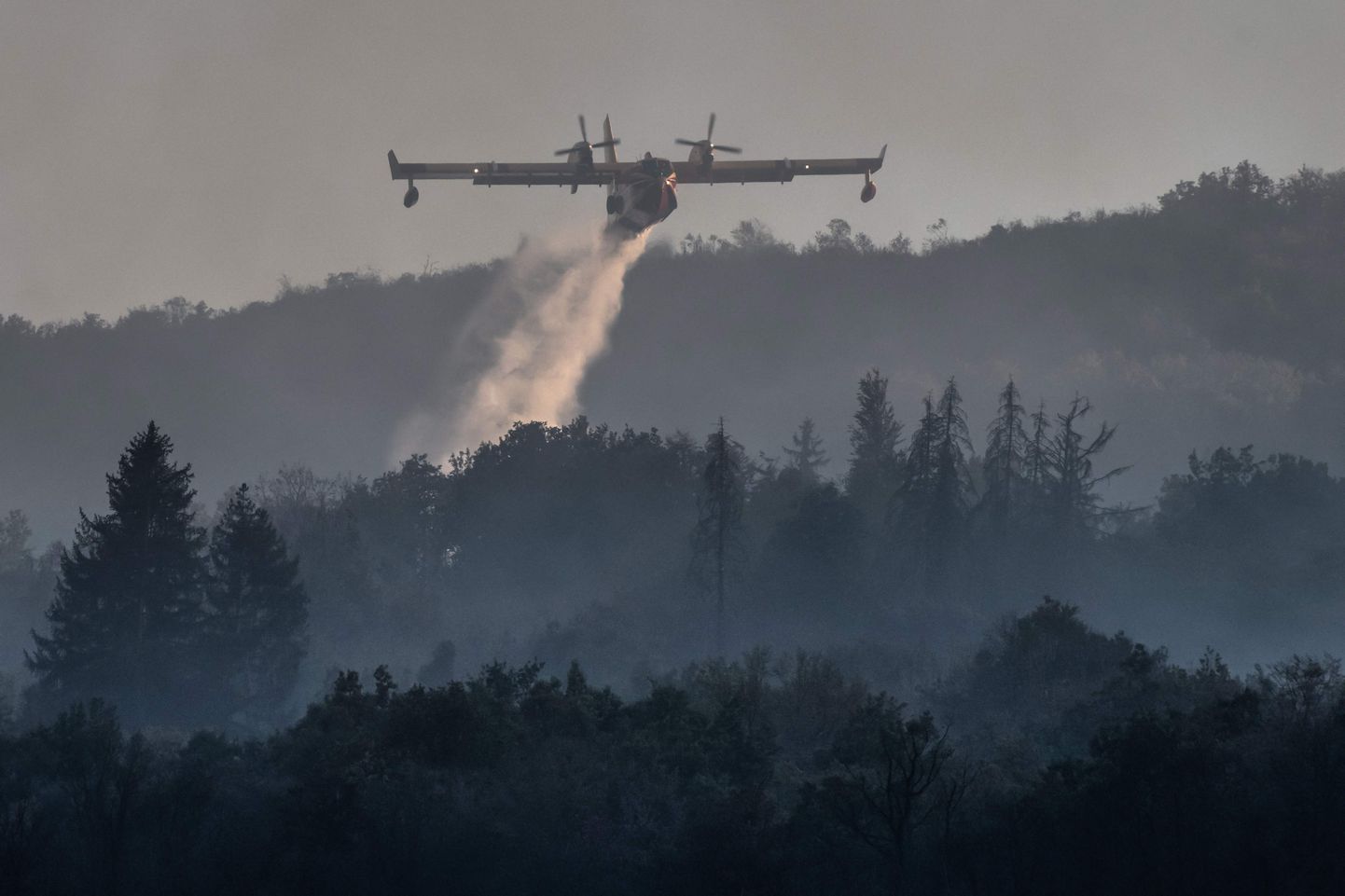 Tuletõrjelennuk kustutamas metsapõlengut Prantsusmaal.