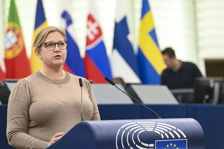 Rootsi Liberaalide eurosaadik Karin Karlsbro novembris Strasbourgi istungil sõna võtmas.