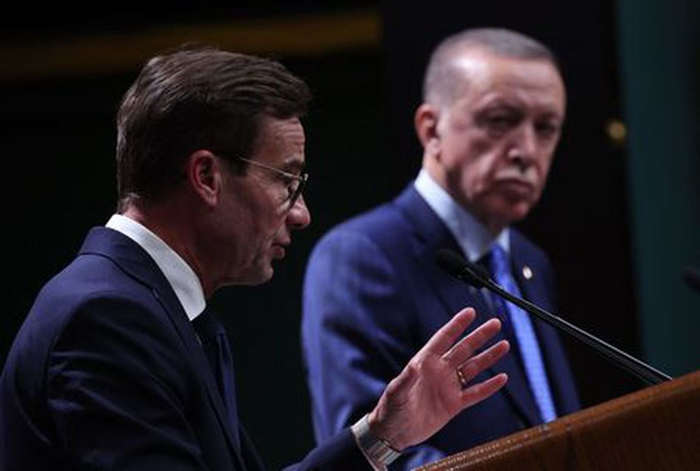 Turcijas prezidents Redžeps Tajips Erdogans un Zviedrijas premjerministrs Ulfs Kristersons
