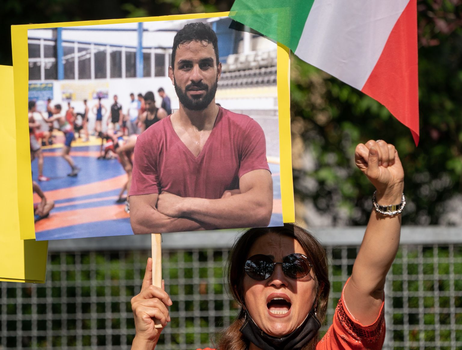 Protestid Navid Afkari hukkamise vastu toimusid üle kogu maailma. Berliin 2020.