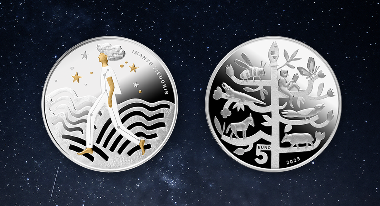 Aptaujā par "Latvijas gada monētu 2023" atzītā monēta "Zvaigžņu putekļi".