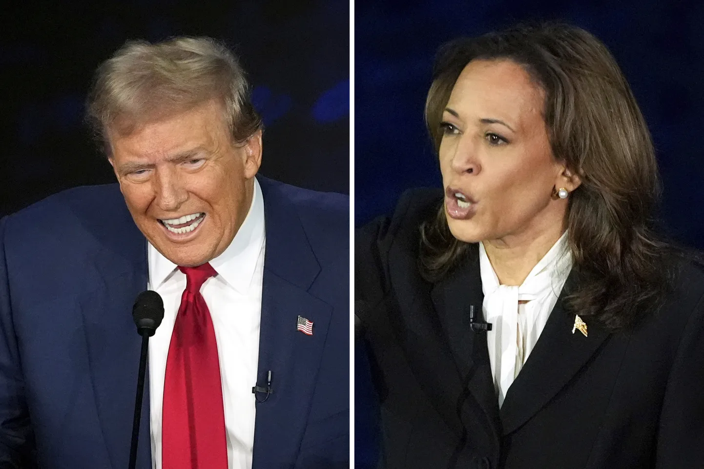 Donalds Tramps un Kamala Herisa.