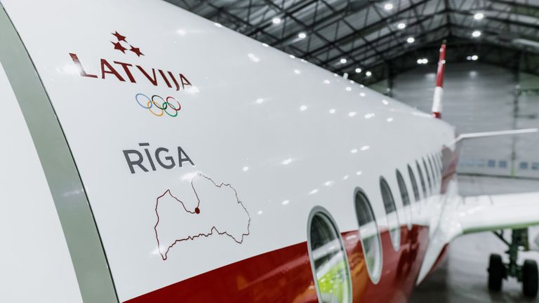 Самолёт airBaltic олимпийской сборной Латвии