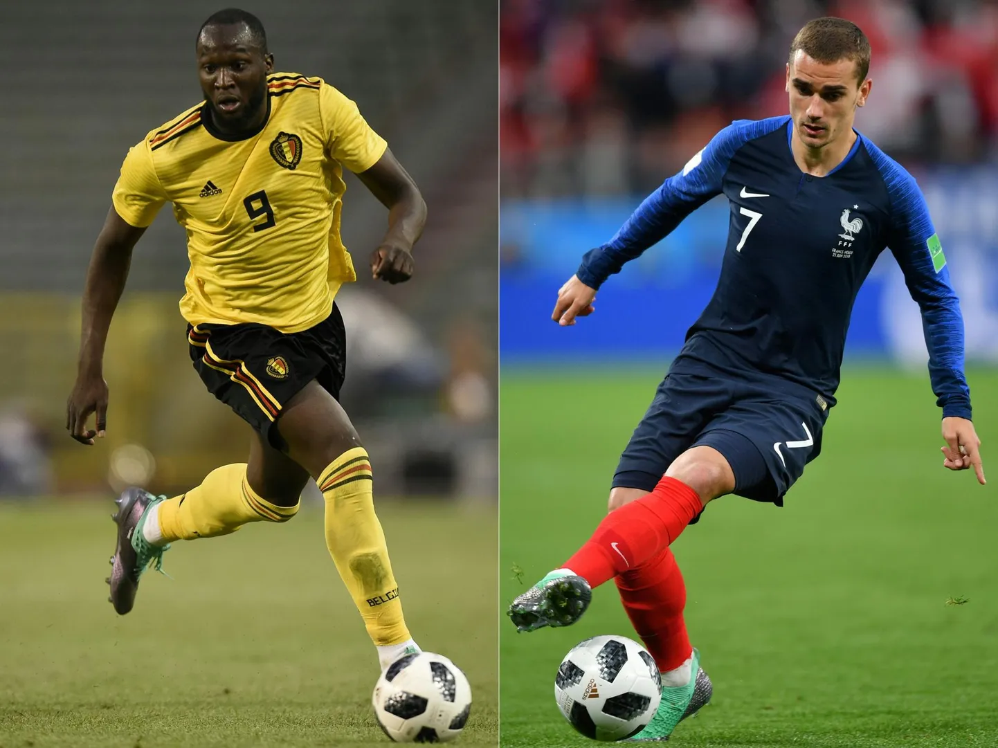 Homme näeme väljakul mitut eliitklassi ründetuusa - nende seas ka Belgia Romelu Lukakut (vasakul) ja Prantsusmaa Antoine Griezmanni. FOTO: Hector Retamal