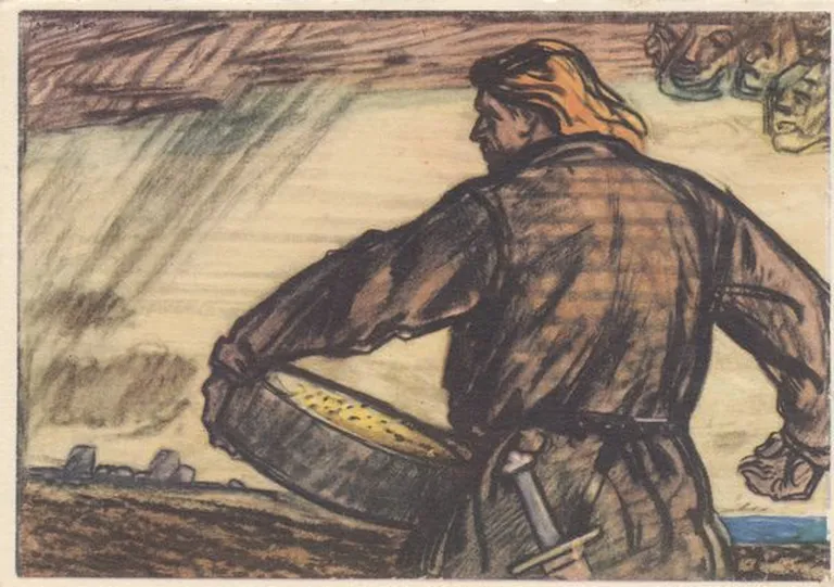 Evald Okas "kalevipoeg külvamas"