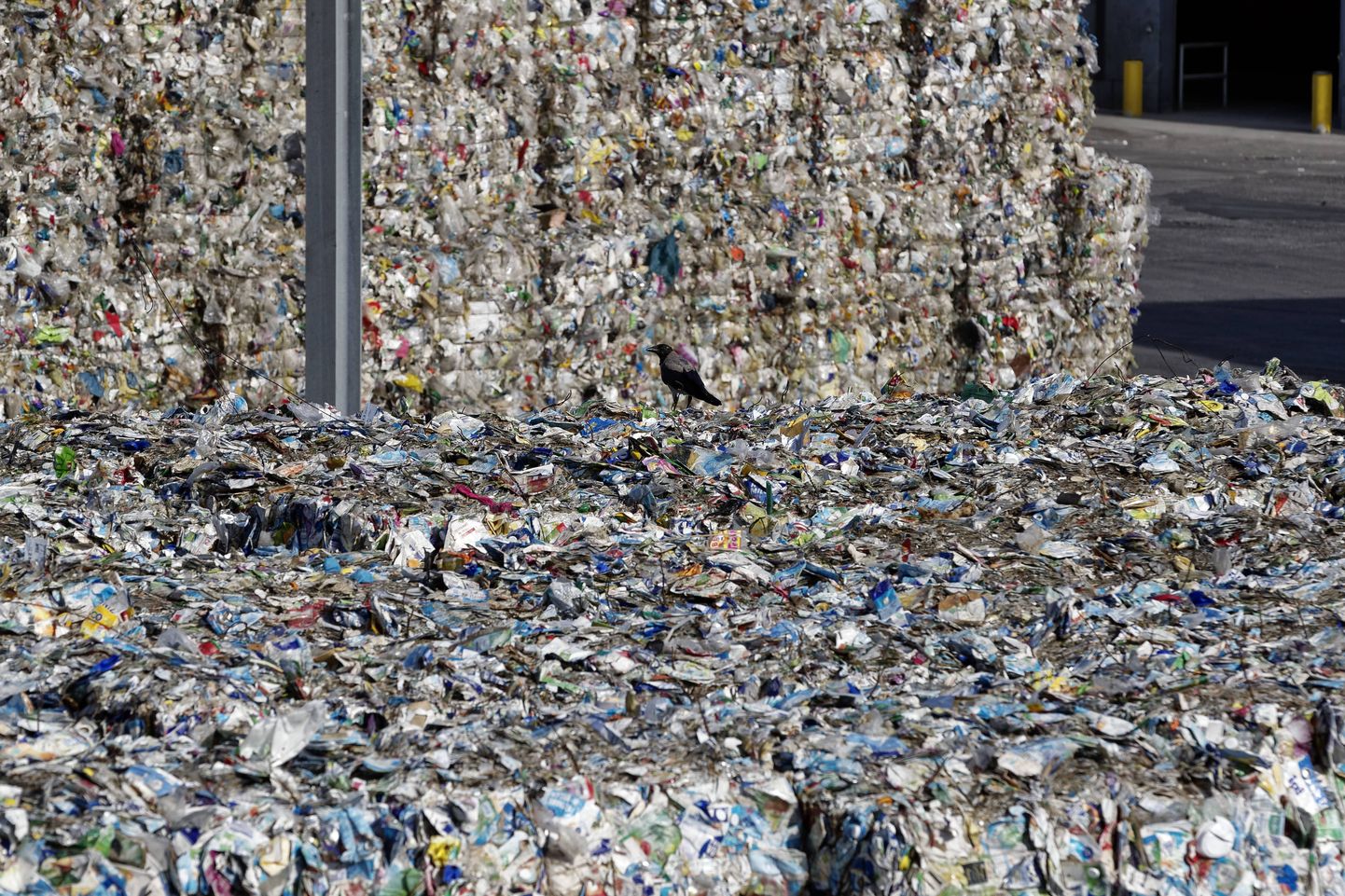 Ümbertöötlusjaam Berliinis. Pildil kokku pressitud ja sorteeritud plastikjäätmed.