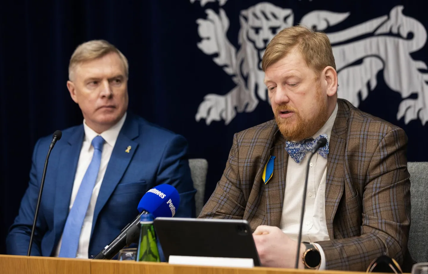 Ametist lahkuv justiitsminister Kalle Laanet (vasakul) ja riigi peaprokurör Andres Parmas.