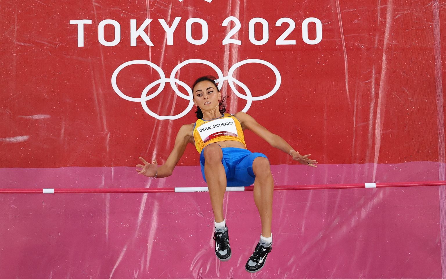 Ukraiņu augstlēcēja Irina Geraščenko Tokijas olimpiskajās spēlēs.