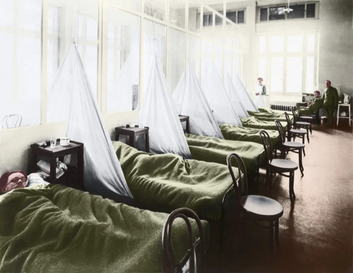 Foto 1918. aastal Hispaania grippi haigestunutest.