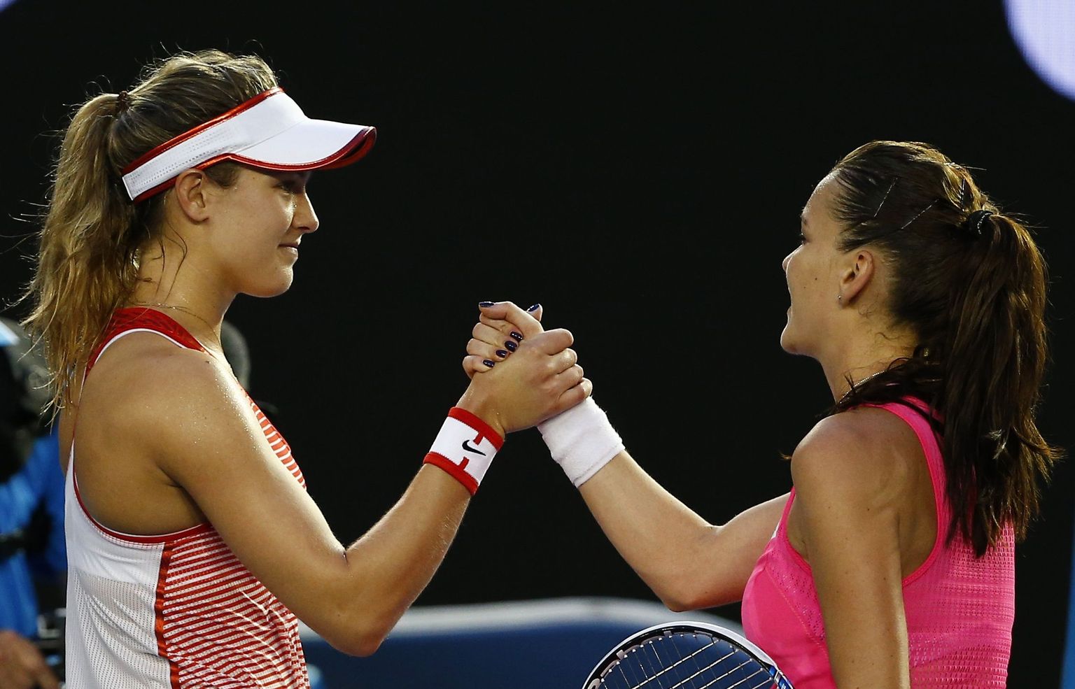 Agnieszka Radwanska (paremal) ja Eugenie Bouchard.