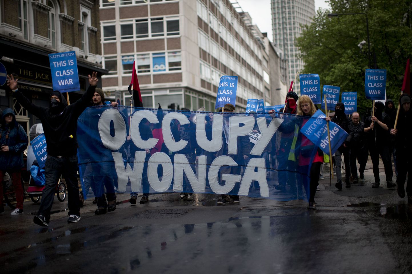 Kiirlaenufirma Wonga vastased protestid Londonis
