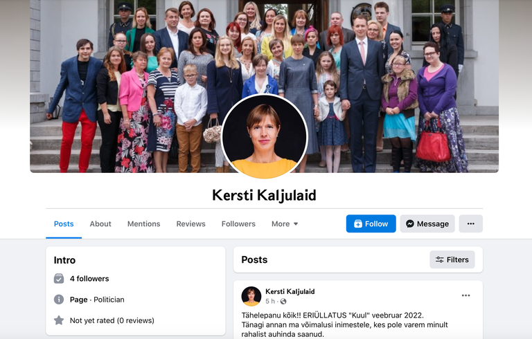 Левый аккаунт Керсти в Facebook.