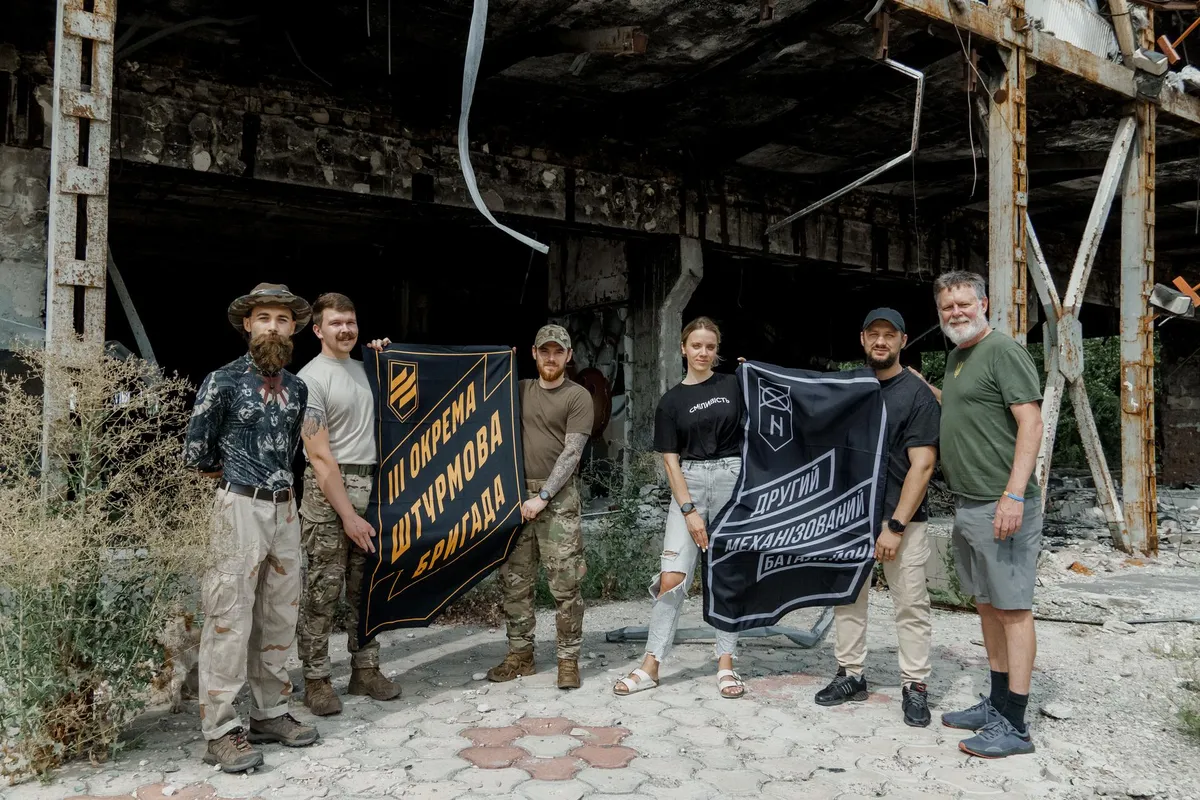 Torhalla-Maarja Metsniin delivering aid in July to a battalion of Ukraine’s 3rd Assault Brigade, where Estonian Martin Jääger, whom the Estonian woman knew, fought and lost his life.