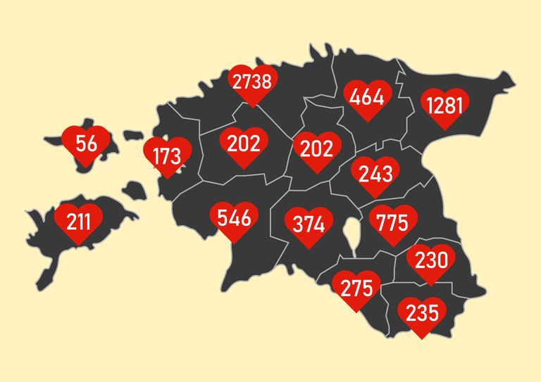Numbrid näitavad, kui palju inimesi suri eelmisel aastal igas Eesti maakonnas südamehaigustesse.