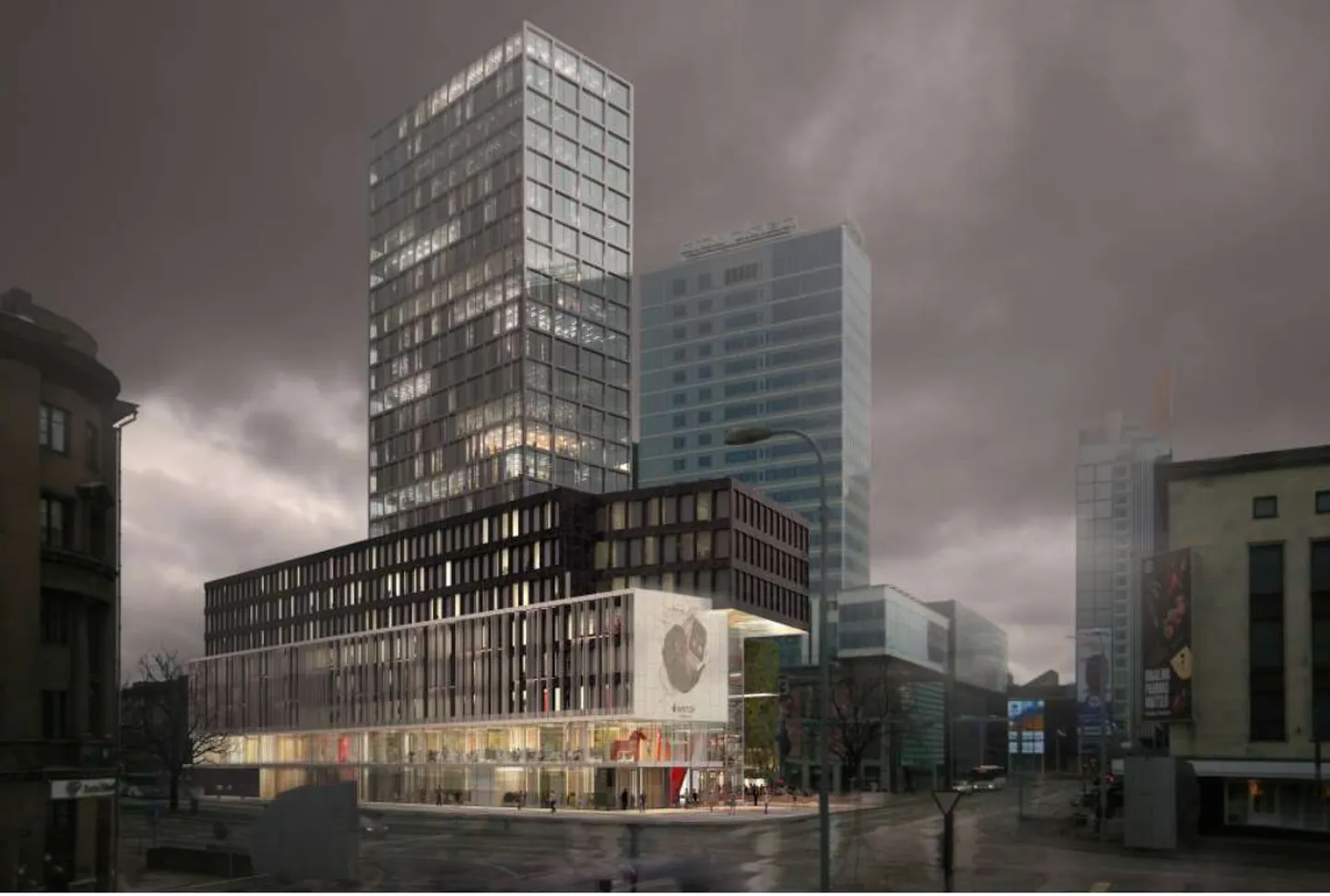 Tallinna Kaubamaja kõrvale planeeritav kõrghoone.