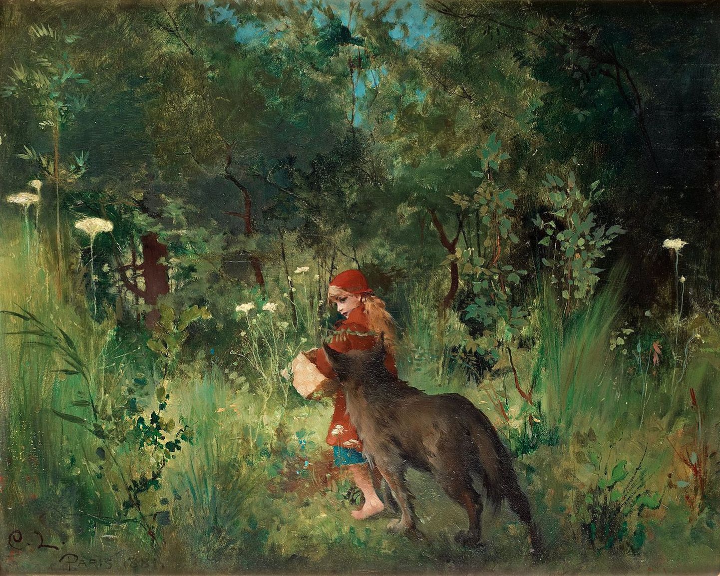 Carl Larssoni maal «Punamütsike» (1881).
