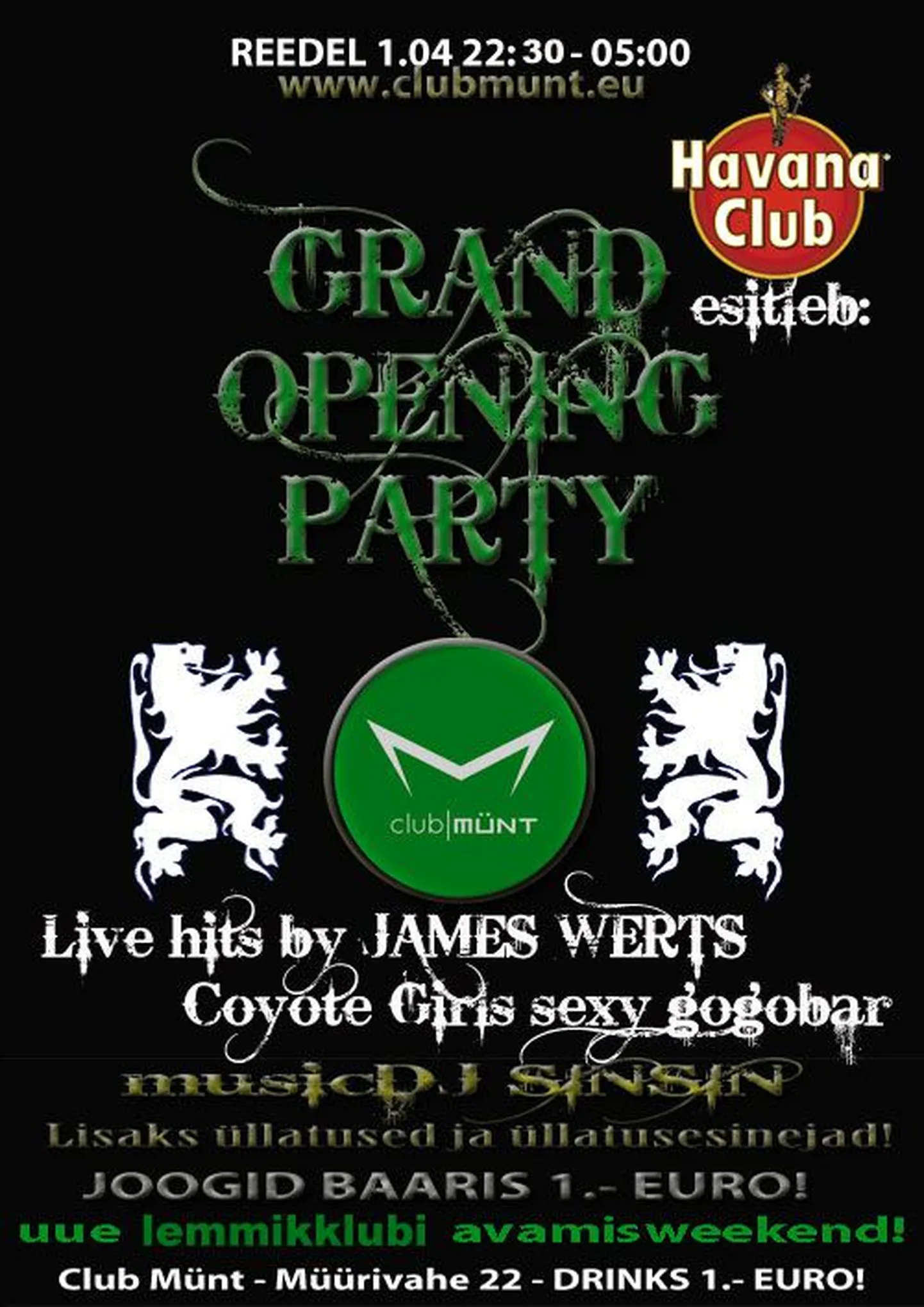 Club Münt avab reedel ametlikult oma uksed!