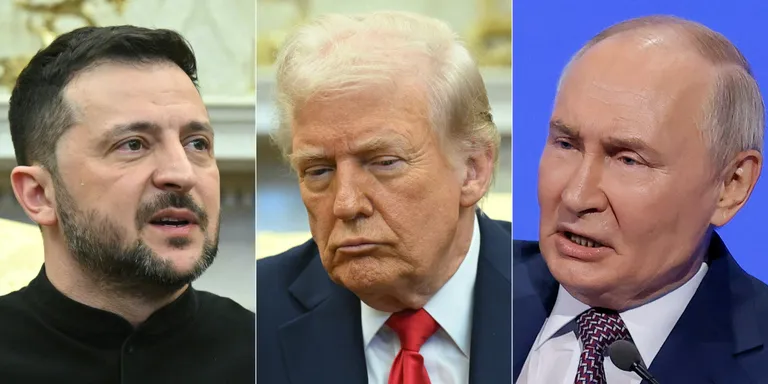 Владимир Зеленский, Дональд Трамп и Владимир Путин.