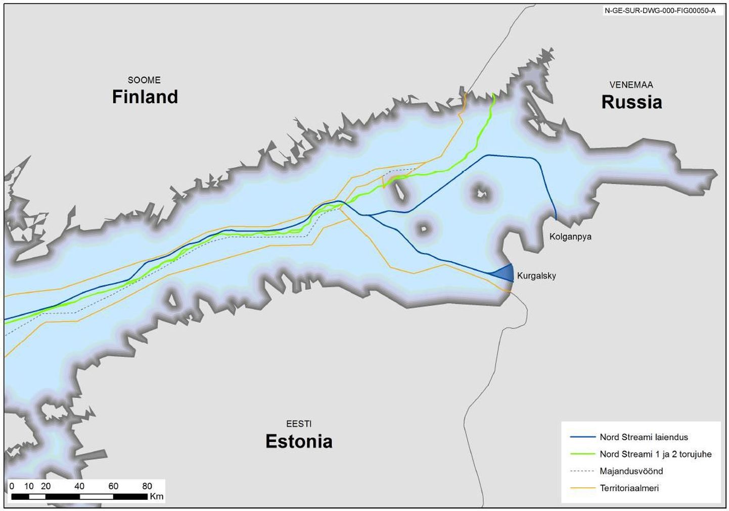 Olemasolevad ning plaanitavad uued Nord Stream AG maagaasi torud.