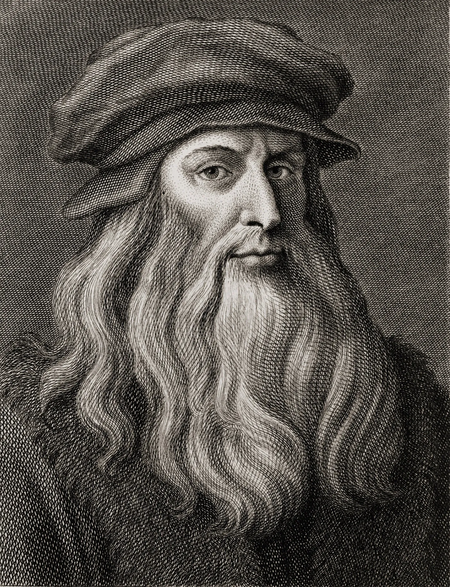 Itaalia 19. sajandi kunstniku Cosmo Colombini (1760–1812) graveering Leonardo da Vincist (1452–1519)