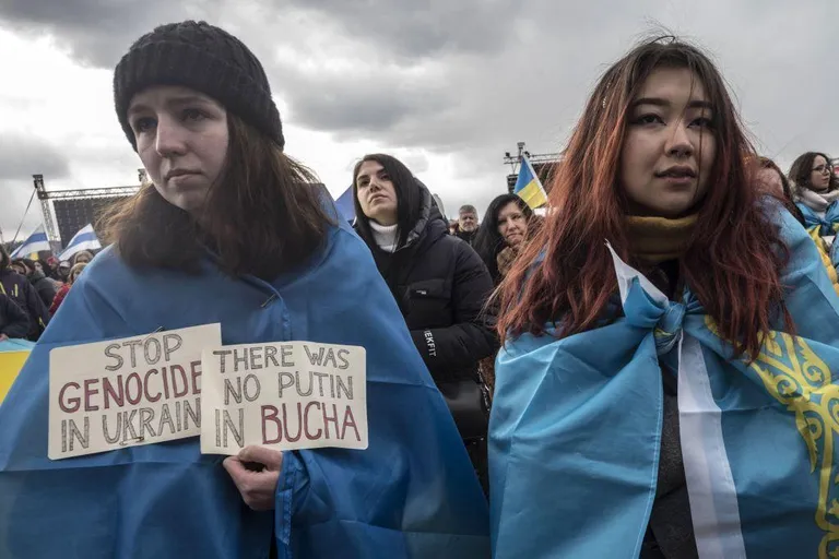 Акция протеста в Праге 3 апреля 2022 года
