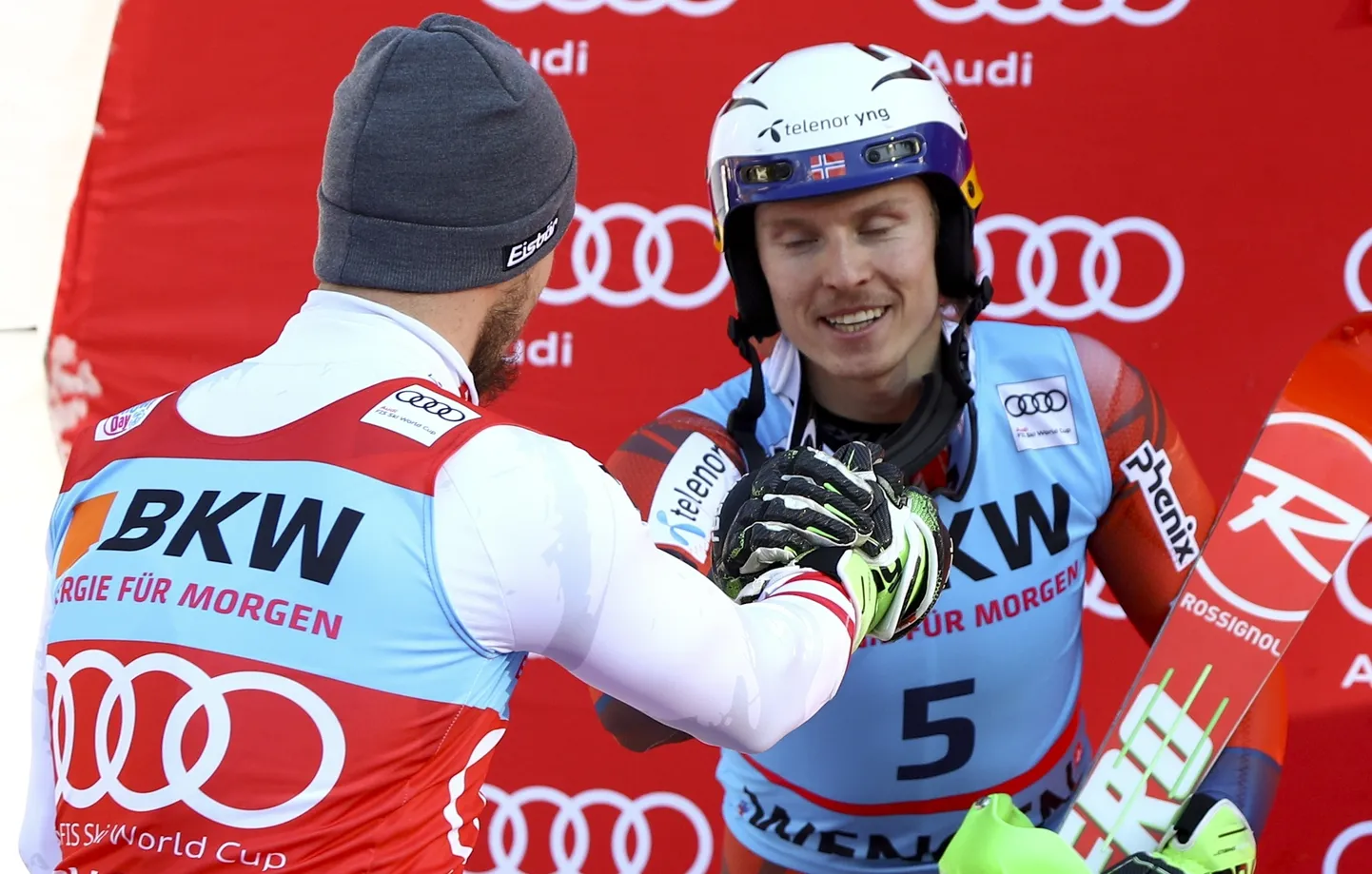 Marcel Hirscher (vasakul) ja Henrik Kristoffersen.