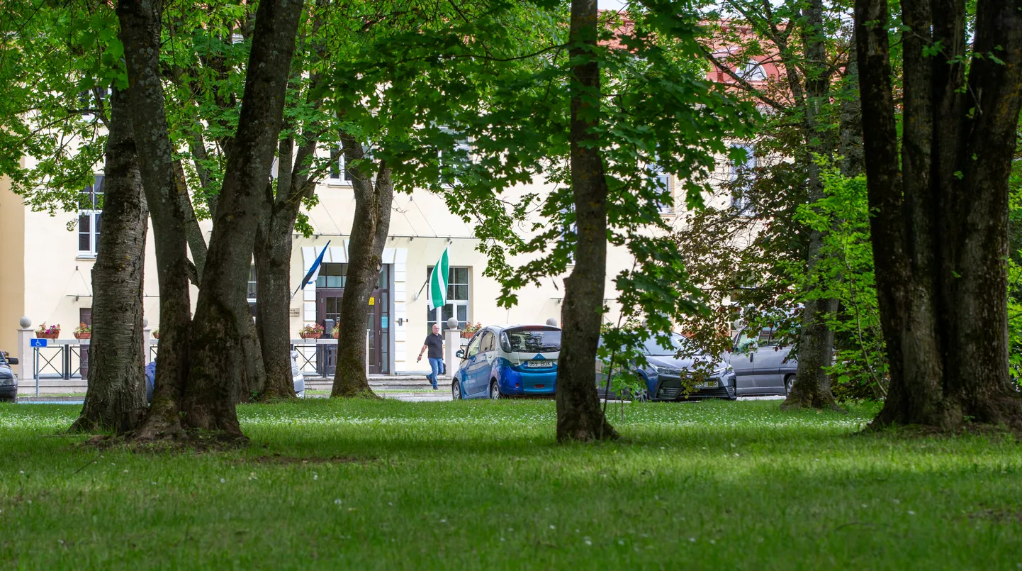 Uus park peaks tulema sellele rohealale Jõhvi vallavalitsuse ja kohtumaja vahel. Ometi pole veel esimese etapini jõutud, sest kahel korral on ehituspakkumised olnud oluliselt kõrgemad, kui vallal selleks raha on.