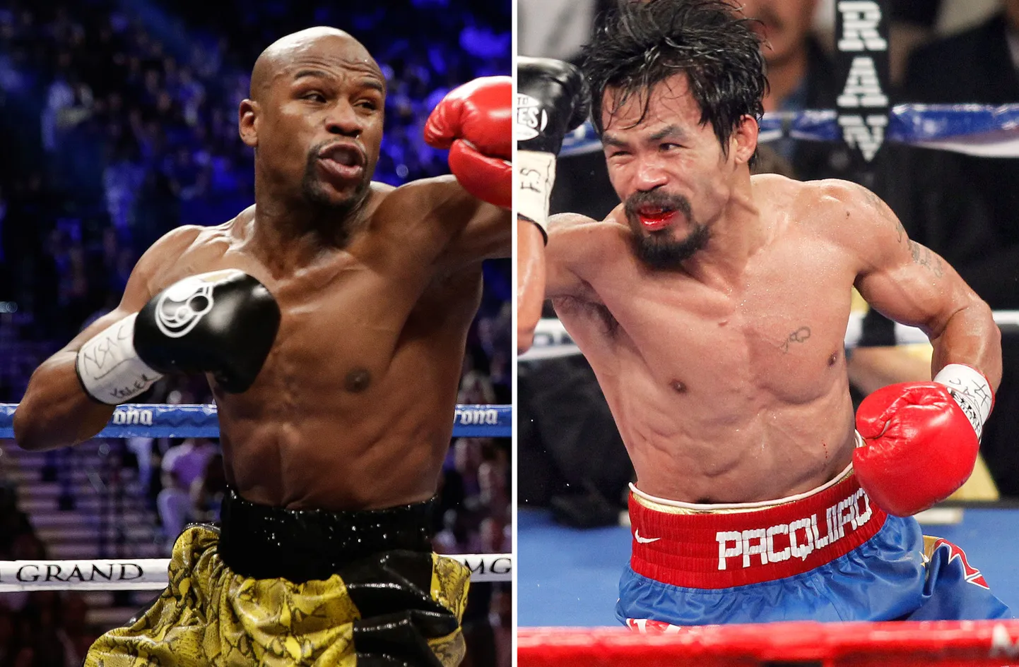 Floyd Mayweather jr. (vasakul) ja Manny Pacquiao.