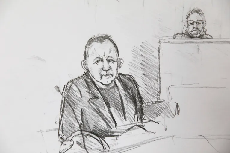 Kunstniku joonistus Peter Madsenist kohtus