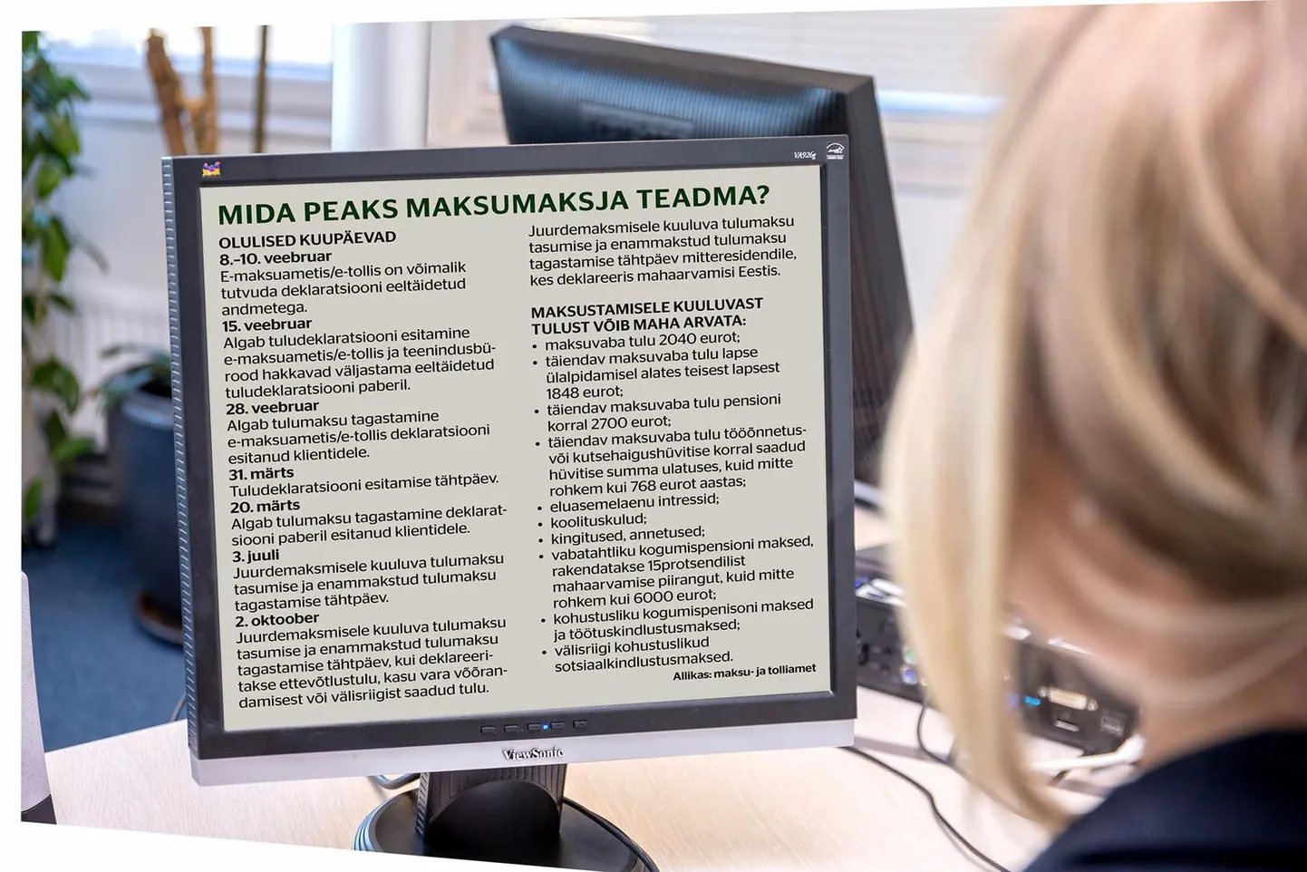 Juba järgmisel nädalal saab e-maksuametis esitada tuludeklaratsiooni. Kuna tulude deklareerimisel on rida muudatusi, tasuks nendega tutvuda ja end kurssi viia. Abi saamiseks saab kasutada MTA kodulehekülge või helistada infotelefonidel. Ühendust on võimalik saada ka Skype`i ja meili teel.