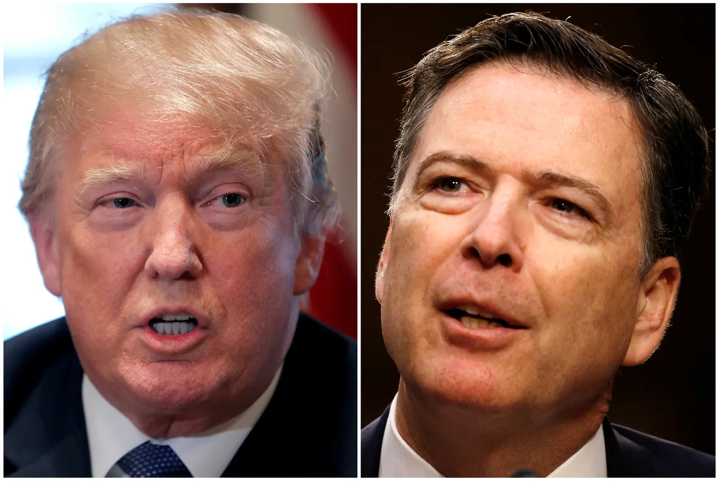 Vasakul USA president Donald Trump ja paremal FBI endine direktor James Comey.