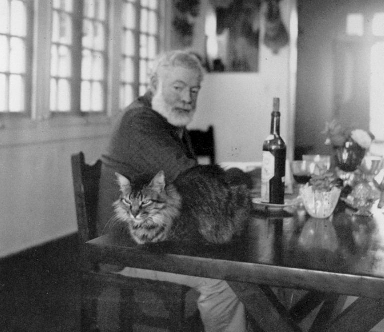 Ernest Hemingway koos kassiga. 1950 / /TopFoto.co.uk/Scanpix