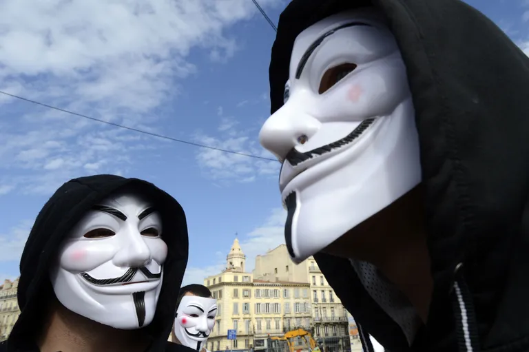 Portestiliikumiste sümboliks saanud Guy Fawkes'i maskid.