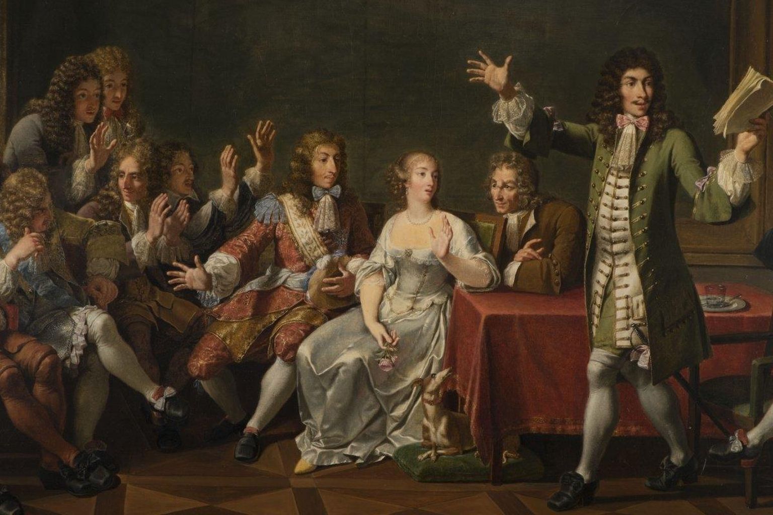 Fragment Nicolas André Monsiau maalist (1802), millel on kujutatud Molière&#39;i lugemas salongiseltskonnale oma näidendit «Tartuffe».