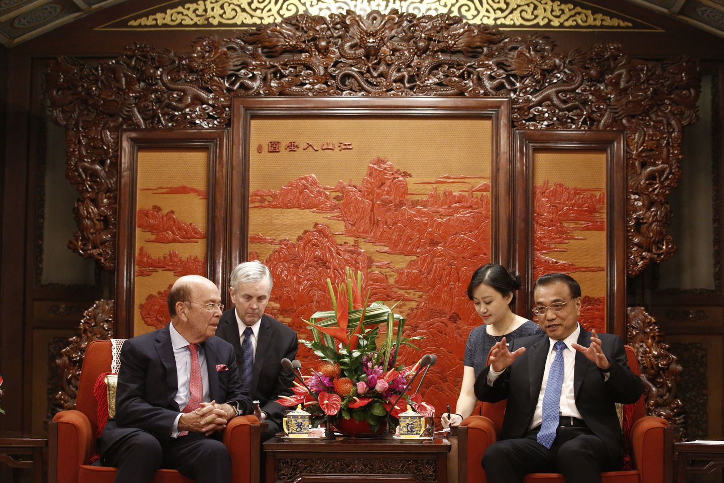USA kaubandussekretär Wilbur Ross ja Hiina peaminister Li Keqiang Pekingis.