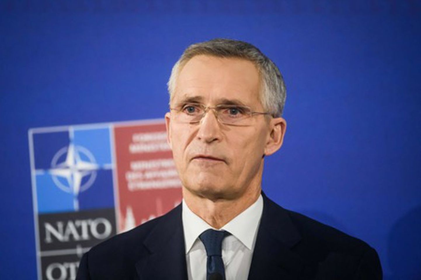 NATO peasekretär Jens Stoltenberg alliansi välisministrite kohtumisel Riias.