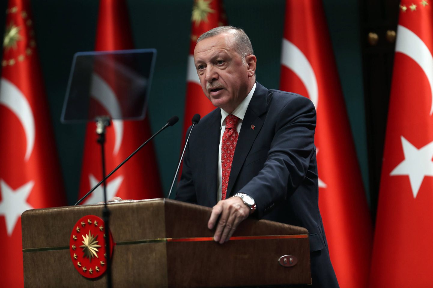 Türgi president Recep Tayyip Erdoğan pressikonverentsil Ankaras 10. august 2020.