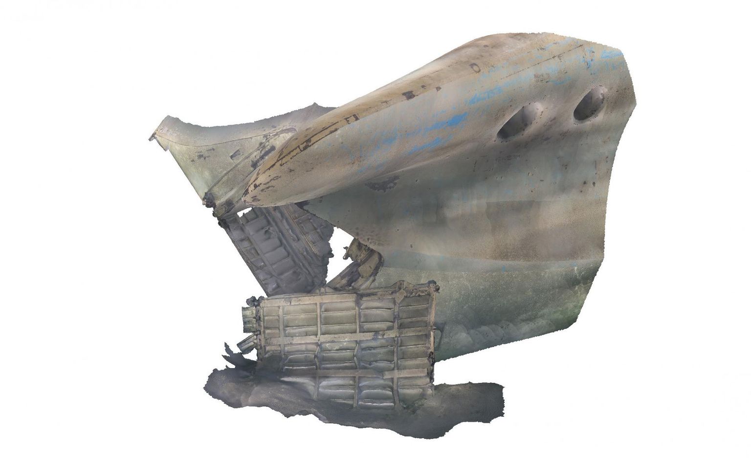 Одной из целей экспедиции было создание 3D-модели останков судна. На фото первоначальная версия носовой части парома.