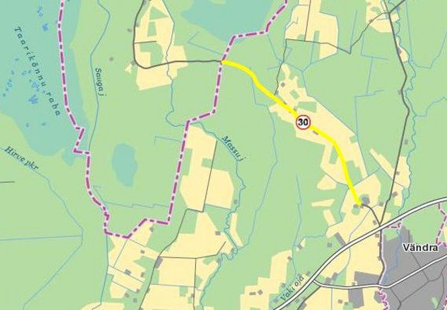 Teetööde piirkond Vändra-Lokuta-Lelle maanteel, kus vahetatakse teetruupe.