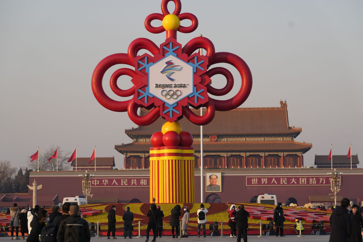 Pekingi taliolümpia dekoratsioon Tian'anmeni väljakul.
