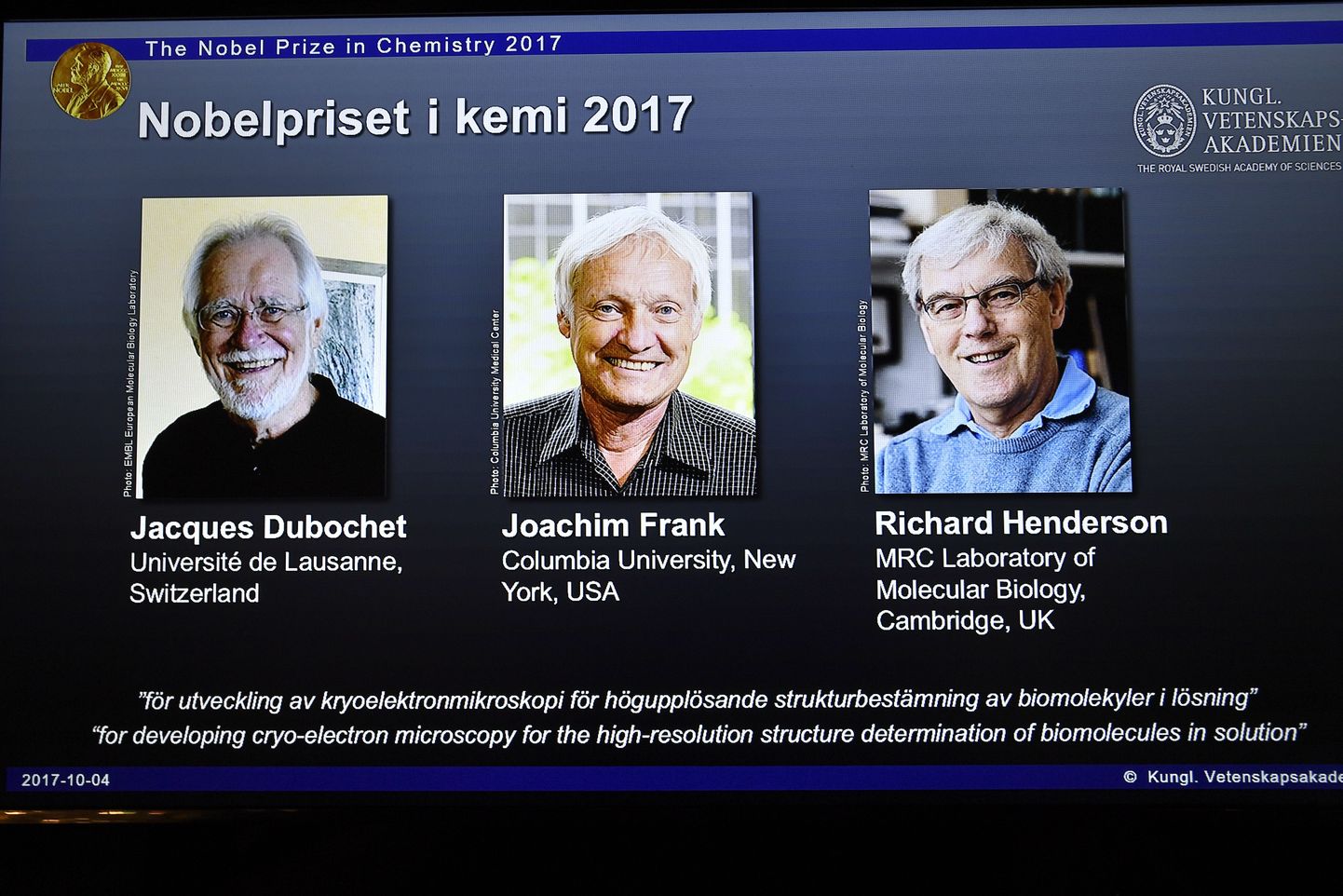 Nobeli keemiapreemia võitjad.