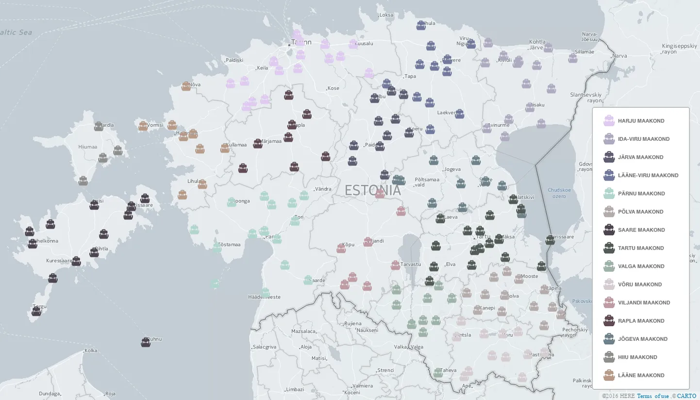 Kuvatõmmis ranitsatoetuste kaardist.
