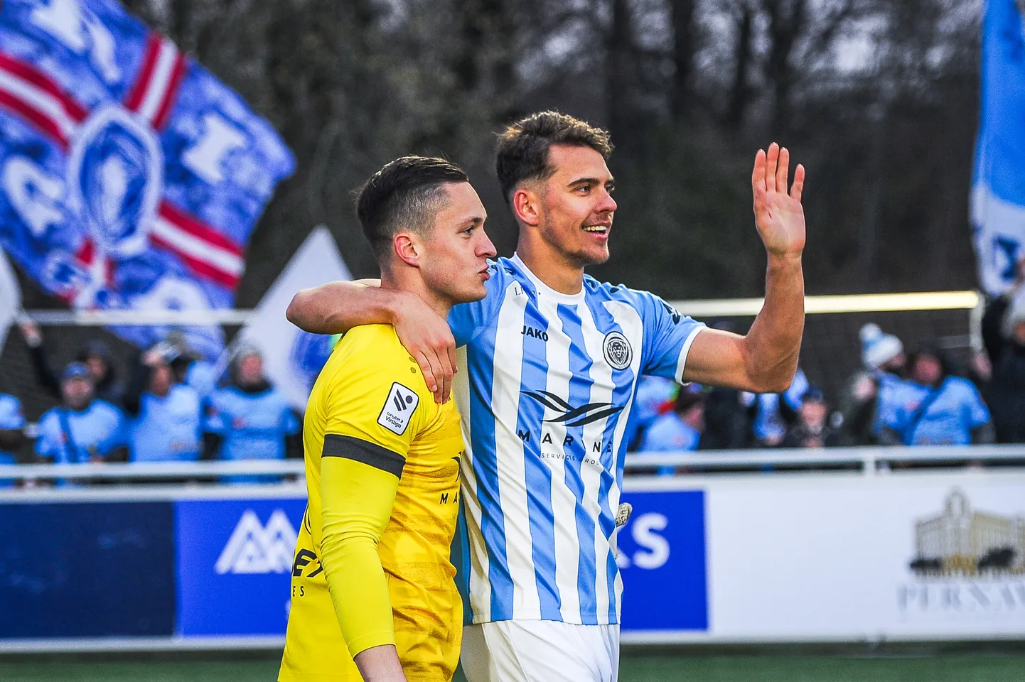 "Riga FC" futbolisti Nils Puriņš un Marko Regža