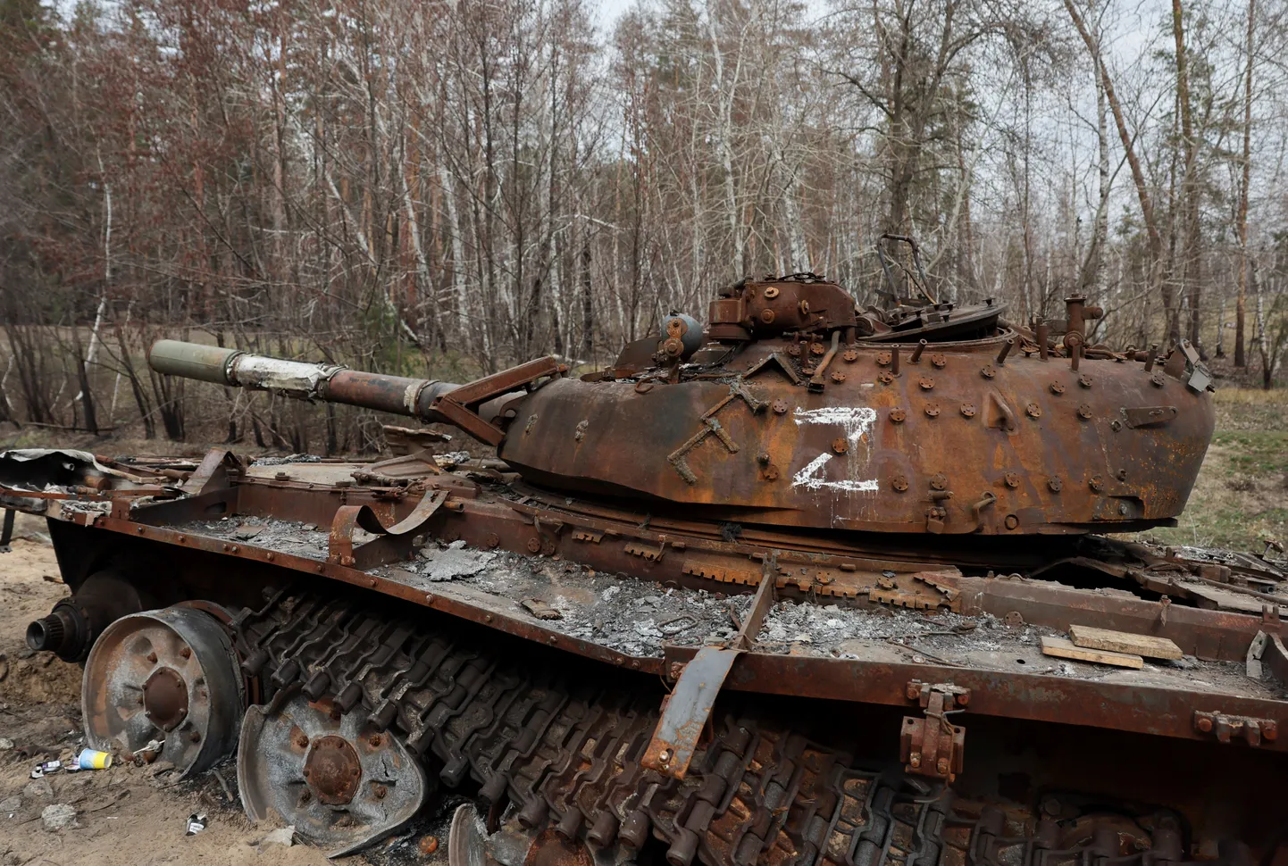 Iznīcināts krievu tanks.