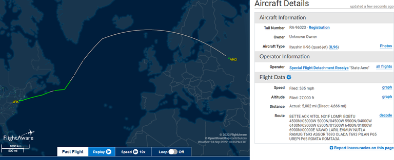 Ka Flightaware andmeil lendas Lavrov tagasi üle Eesti.