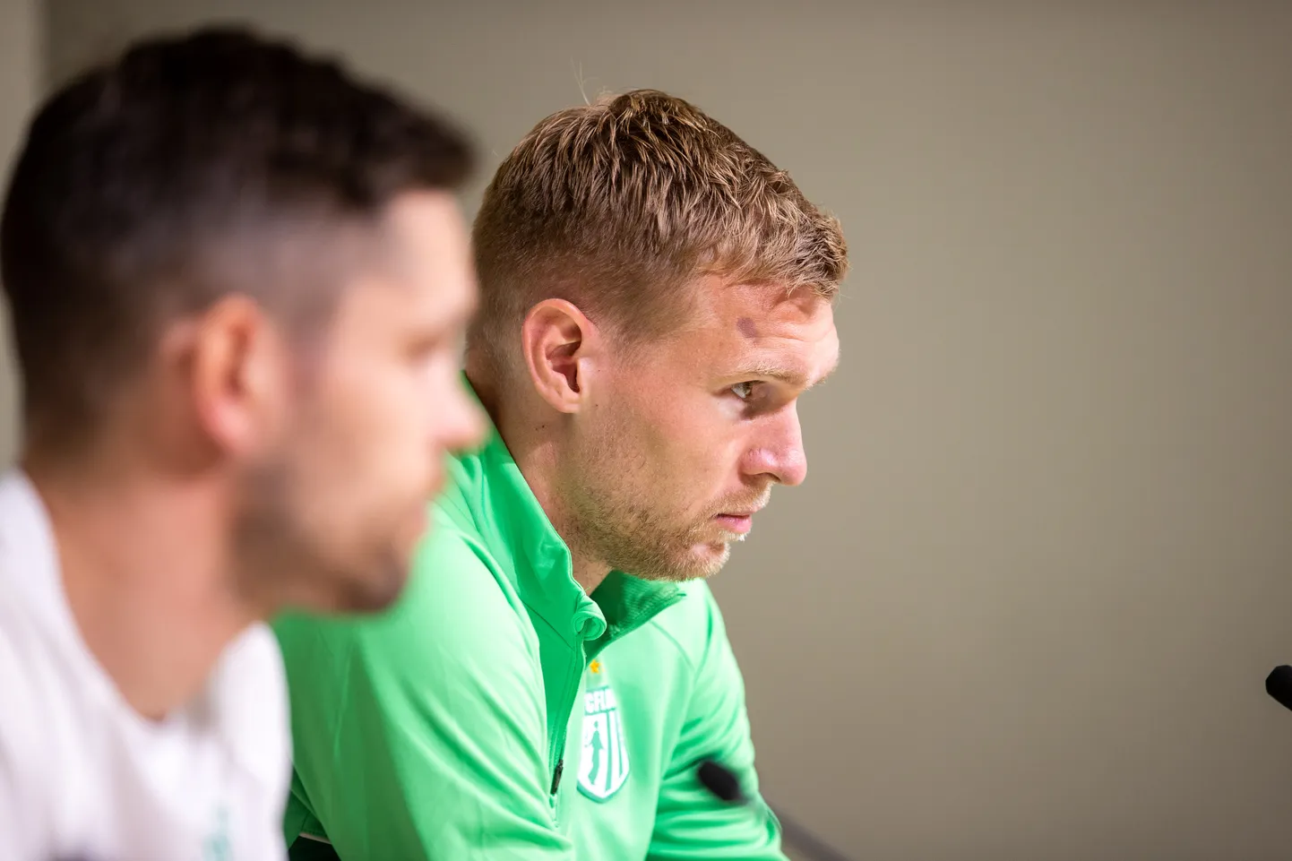 FC Flora mängija Joonas Tamm (paremal) ja peatreener Jürgen Henn.